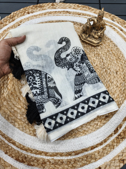 Pure Linen saree